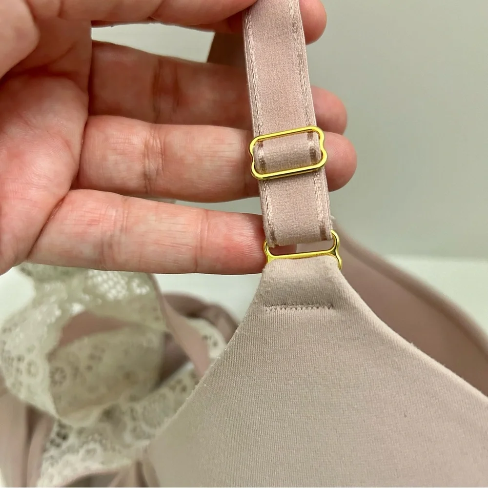 SOMA Embraceable FC Geo Lace Racerback Blush Pink & Cream Bra Size 34DD - Picture 10 of 12